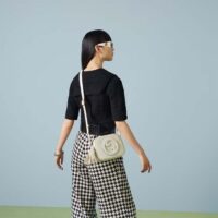 Gucci Women GG Blondie Small Shoulder Bag White Leather Round Interlocking G (10)