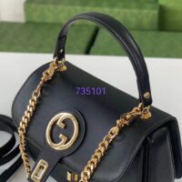 Gucci Women GG Blondie Small Top Handle Bag Black Leather Round Interlocking G (11)