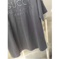 Gucci Women GG Cotton Jersey T-Shirt Black Heavy Cities Embroidery Crewneck Short Sleeves Oversize Fit (12)