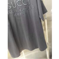 Gucci Women GG Cotton Jersey T-Shirt Black Heavy Cities Embroidery Crewneck Short Sleeves Oversize Fit (12)