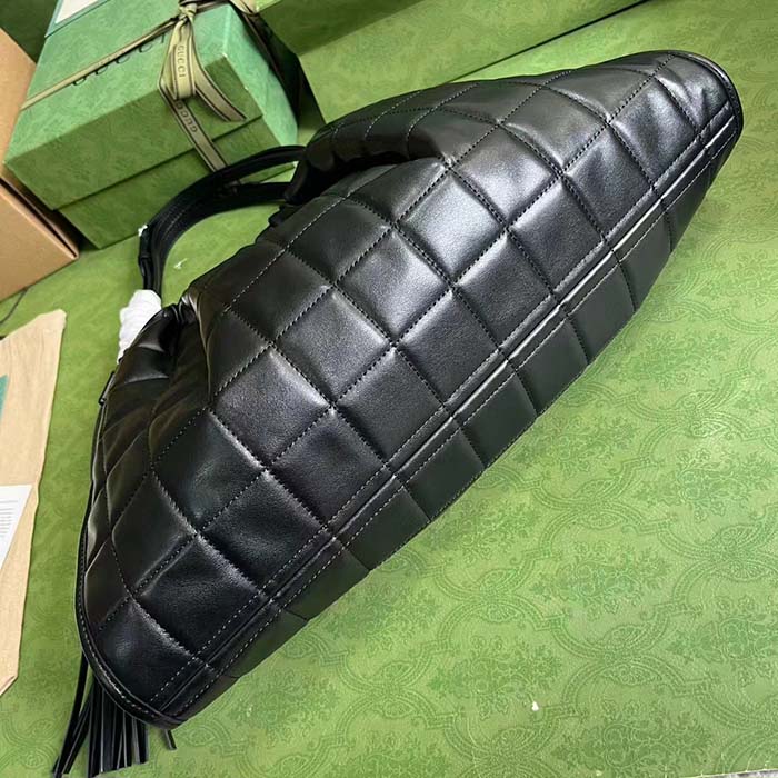 Gucci Women GG Deco Medium Tote Bag Black Quilted Leather Interlocking G (3)