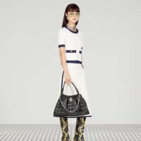 Gucci Women GG Deco Medium Tote Bag Black Quilted Leather Interlocking G (6)