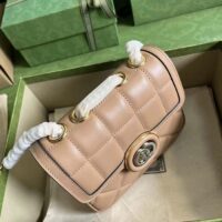 Gucci Women GG Deco Mini Shoulder Bag Rose Beige Quilted Leather Interlocking G (11)