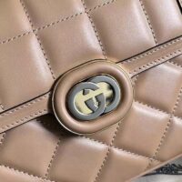 Gucci Women GG Deco Mini Shoulder Bag Rose Beige Quilted Leather Interlocking G (11)