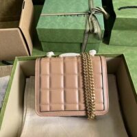 Gucci Women GG Deco Mini Shoulder Bag Rose Beige Quilted Leather Interlocking G (11)