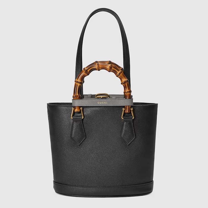 Gucci Women GG Diana Small Tote Bag Black Leather Gold-Toned Hardware Double G