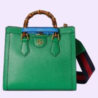 Gucci Women GG Diana Small Tote Bag Green Leather Double G Bamboo Handles (1)