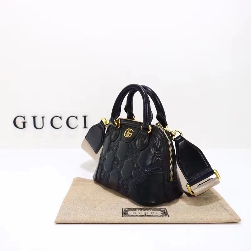 Gucci Women GG Matelassé Handbag Black GG Leather Double G Zip Closure (4)