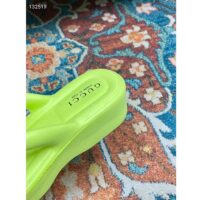Gucci Women GG Thong Platform Slide Sandal Light Green Rubber Mid 5 CM Heel (7)