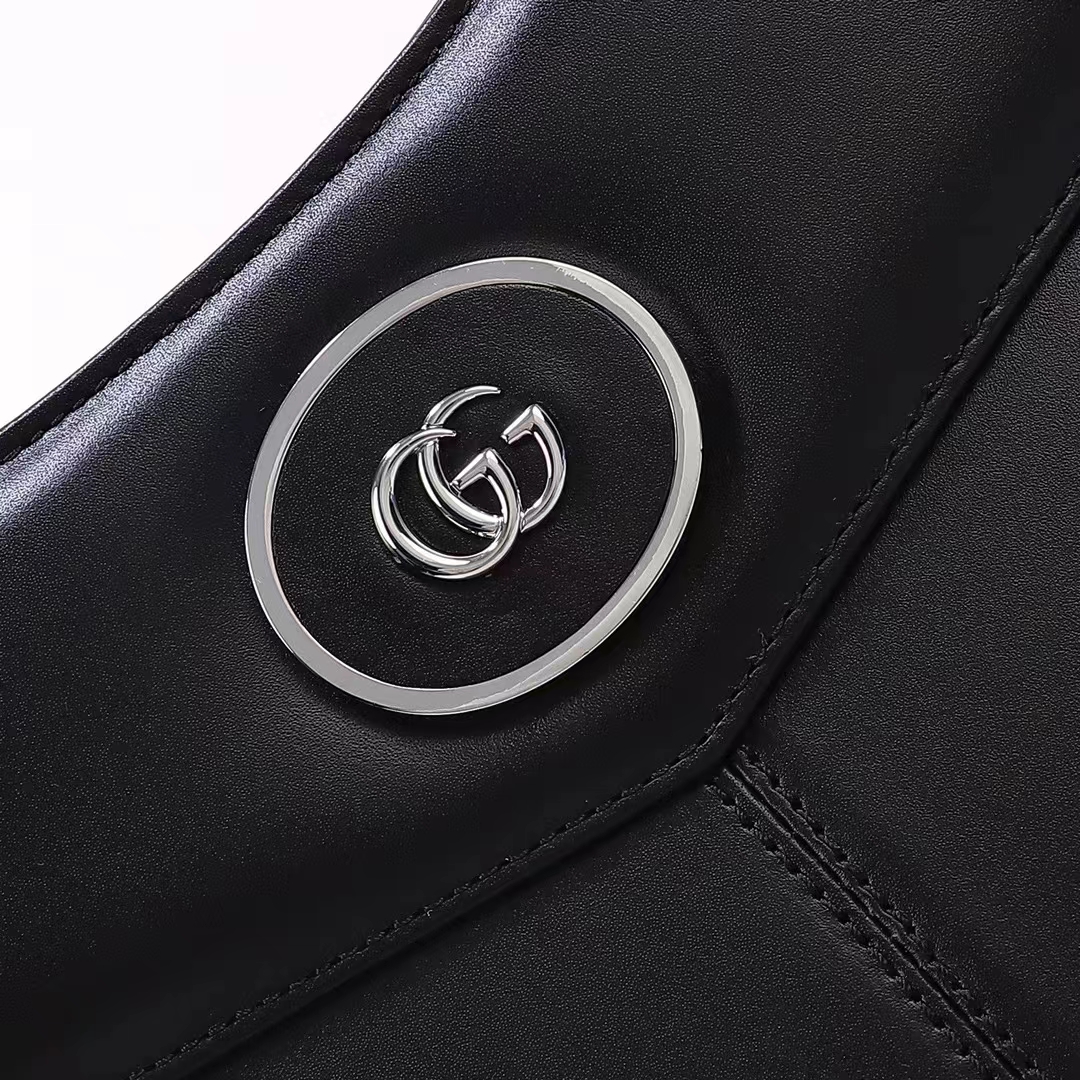 Gucci Women Petite GG Medium Tote Bag Black Leather Double G Zip Closure (4)