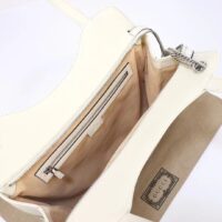 Gucci Women Petite GG Medium Tote Bag White Leather Double G Zip Closure (7)