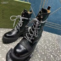 Gucci Women’s Matelassé Lace-Up Boot Black GG Matelassé Leather Low-Heel (7)