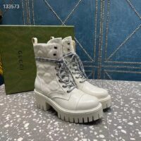 Gucci Women’s Matelassé Lace-Up Boot Off White GG Matelassé Leather Low-Heel (6)