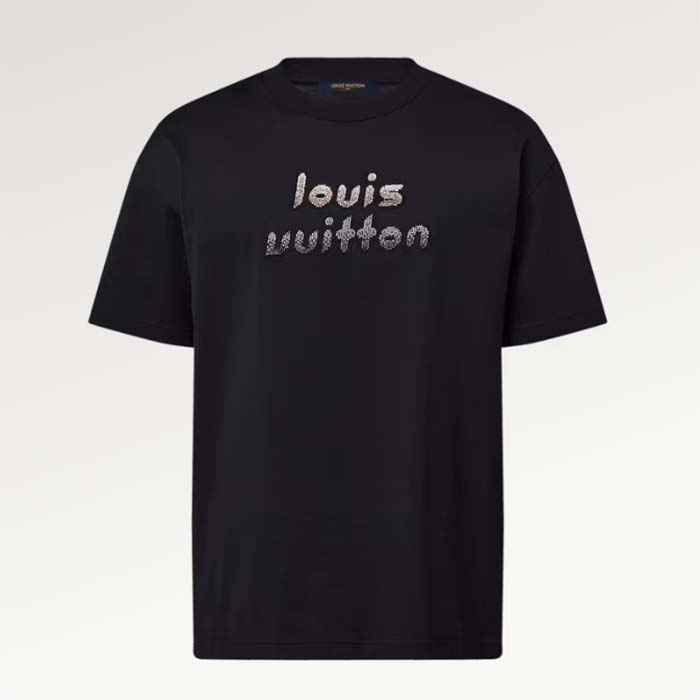 Louis Vuitton LV Men Bead-Embroidered Cotton T-Shirt Show Fit Embroidered Signature