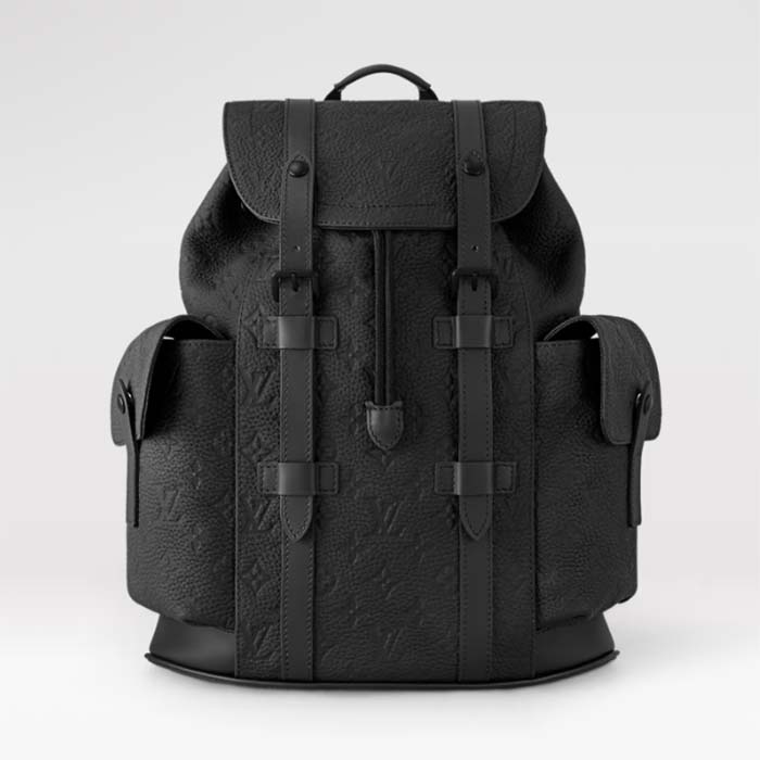 Louis Vuitton LV Unisex Christopher PM Backpack Black Taurillon Monogram Embossed Cowhide Leather