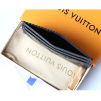 Louis Vuitton LV Unisex Coin Card Holder Black Calf Leather Textile Lining (7)