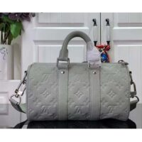 Louis Vuitton LV Unisex Keepall Bandoulière 25 Mineral Gray Embossed Taurillon Monogram Cowhide Leather (7)