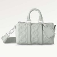 Louis Vuitton LV Unisex Keepall Bandoulière 25 Mineral Gray Embossed Taurillon Monogram Cowhide Leather (7)