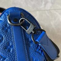 Louis Vuitton LV Unisex Keepall Bandoulière 25 Racing Blue Embossed Taurillon Monogram Cowhide Leather (8)