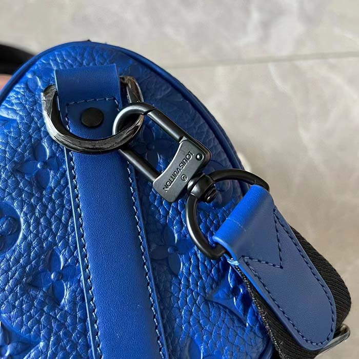 Louis Vuitton LV Unisex Keepall Bandoulière 25 Racing Blue Embossed Taurillon Monogram Cowhide Leather (3)