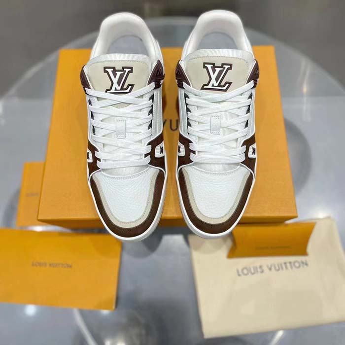 Louis Vuitton LV Unisex LV Trainer Sneaker Moka Brown Nubuck Calf Leather Grained (8)