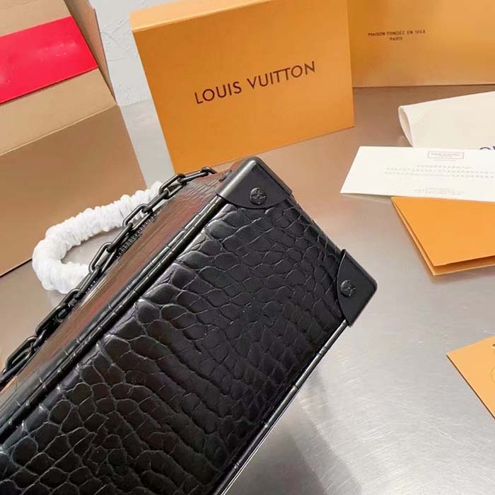 Louis Vuitton LV Unisex Mini Soft Trunk Bag Black Interior Flat External Zipped Pocket (4)