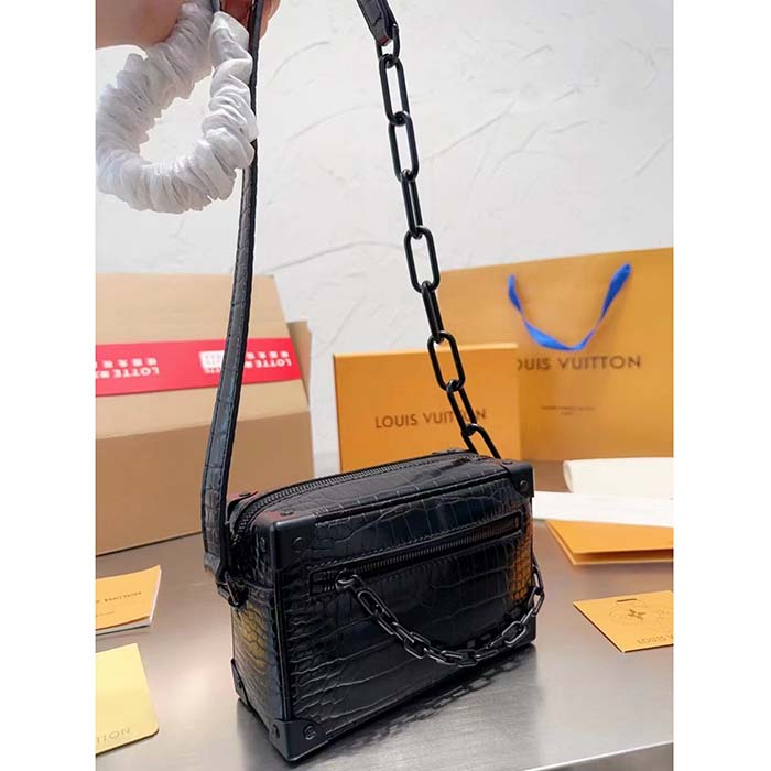 Louis Vuitton LV Unisex Mini Soft Trunk Bag Black Interior Flat External Zipped Pocket (5)