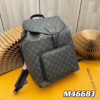 Louis Vuitton LV Unisex Montsouris Backpack Monogram Eclipse Coated Canvas Cowhide Leather (1)