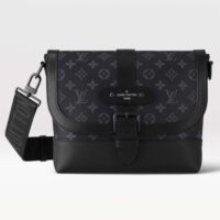 Louis Vuitton LV Unisex Saumur Messenger Monogram Eclipse Coated Canvas Black Leather (3)