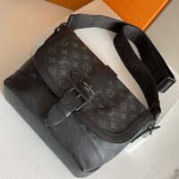 Louis Vuitton LV Unisex Saumur Messenger Monogram Eclipse Coated Canvas Black Leather (3)