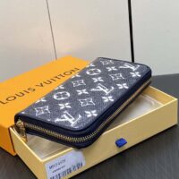 Louis Vuitton LV Unisex Zippy Wallet Blue Monogram Coated Canvas Cowhide Leather (1)