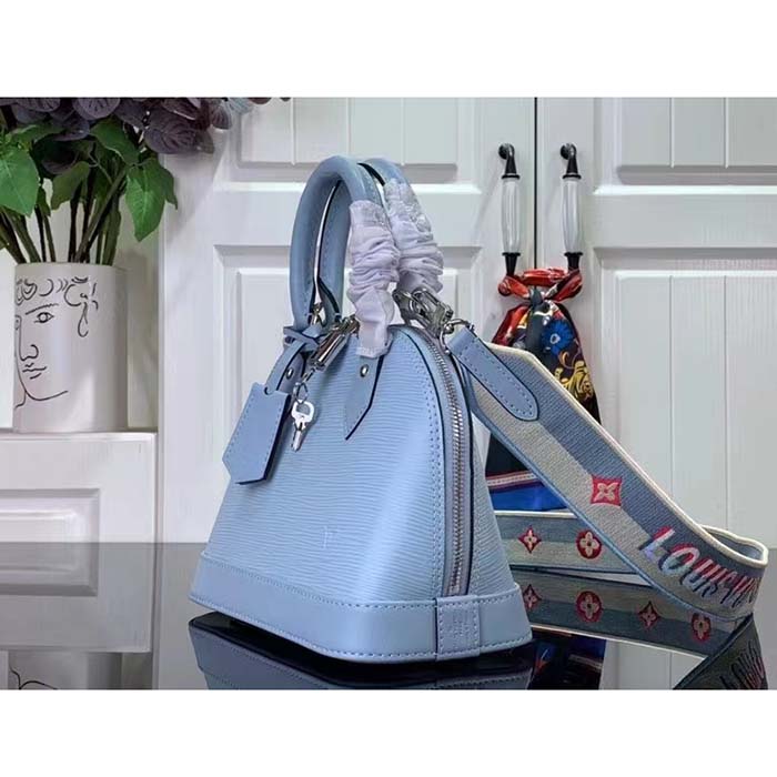 Louis Vuitton LV Women Alma BB Handbag Cloud Blue Epi Grained Smooth Cowhide Leather (12)