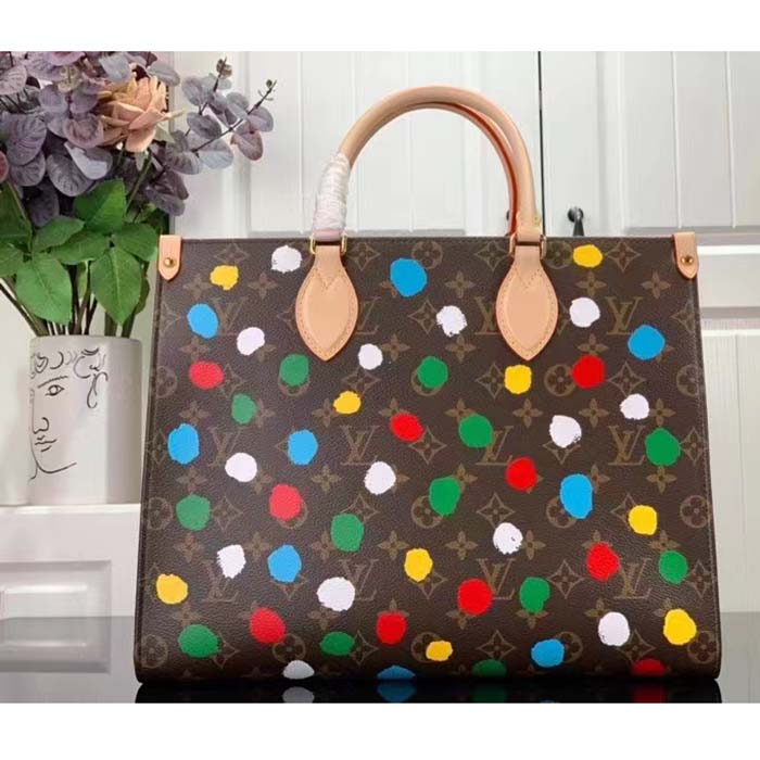Louis Vuitton LV Women LV x YK OnTheGo MM​ Monogram Coated Canvas 3D Painted Dots Print (2)