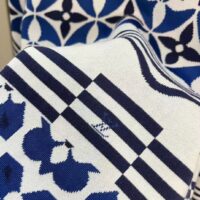 Louis Vuitton LV Women Monogram Flower Tile Jacquard Cropped Pullover Blue White Regular Fit