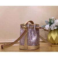 Louis Vuitton LV Women Nano Noé Bucket Bag Pink Monogram Coated Canvas Cowhide Leather (5)