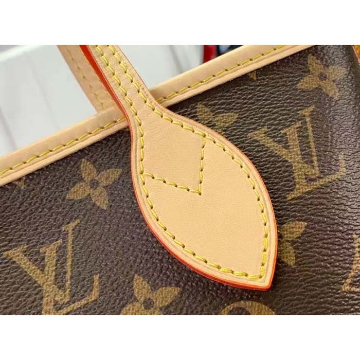 Louis Vuitton LV Women Neverfull BB Beige Monogram Coated Canvas Natural Cowhide Leather (3)