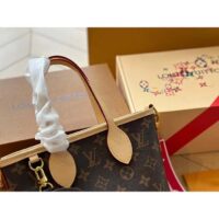 Louis Vuitton LV Women Neverfull BB Peony Pink Monogram Coated Canvas Natural Cowhide Leather (3)