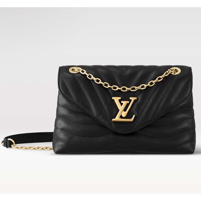 Louis Vuitton LV Women New Wave Chain Bag GM Black Quilted Smooth Calf Leather