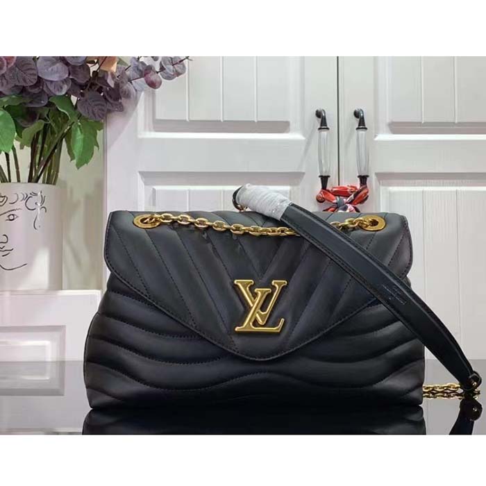 Louis Vuitton LV Women New Wave Chain Bag GM Black Quilted Smooth Calf Leather (8)