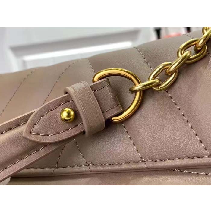 Louis Vuitton LV Women New Wave Chain Bag GM Dark Taupe Quilted Smooth Calf Leather (9)