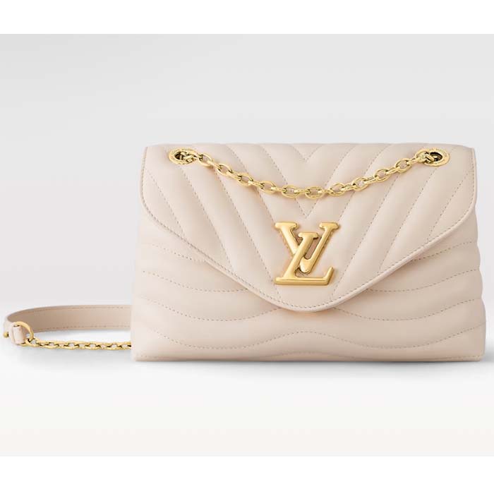 Louis Vuitton LV Women New Wave Chain Bag GM Ivory Quilted Smooth Calf Leather