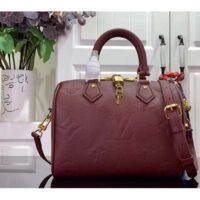 Louis Vuitton LV Women Speedy Bandoulière 25 Wine Red Monogram Empreinte Embossed Grained Cowhide Leather (1)