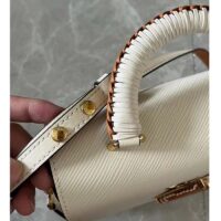 Louis Vuitton LV Women Twist MM Beige White Brown Grained Leather Cowhide (2)