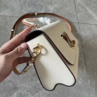 Louis Vuitton LV Women Twist MM Beige White Brown Grained Leather Cowhide (2)