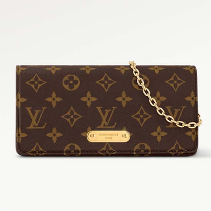 Louis Vuitton LV Women Wallet On Chain Lily Monogram Coated Canvas Flap Closure