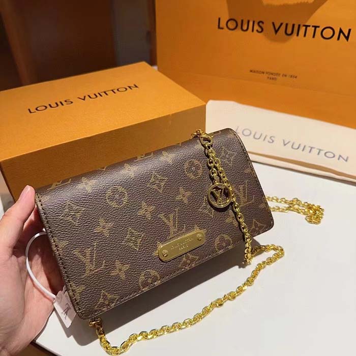 Louis Vuitton LV Women Wallet On Chain Lily Monogram Coated Canvas Flap Closure (9)