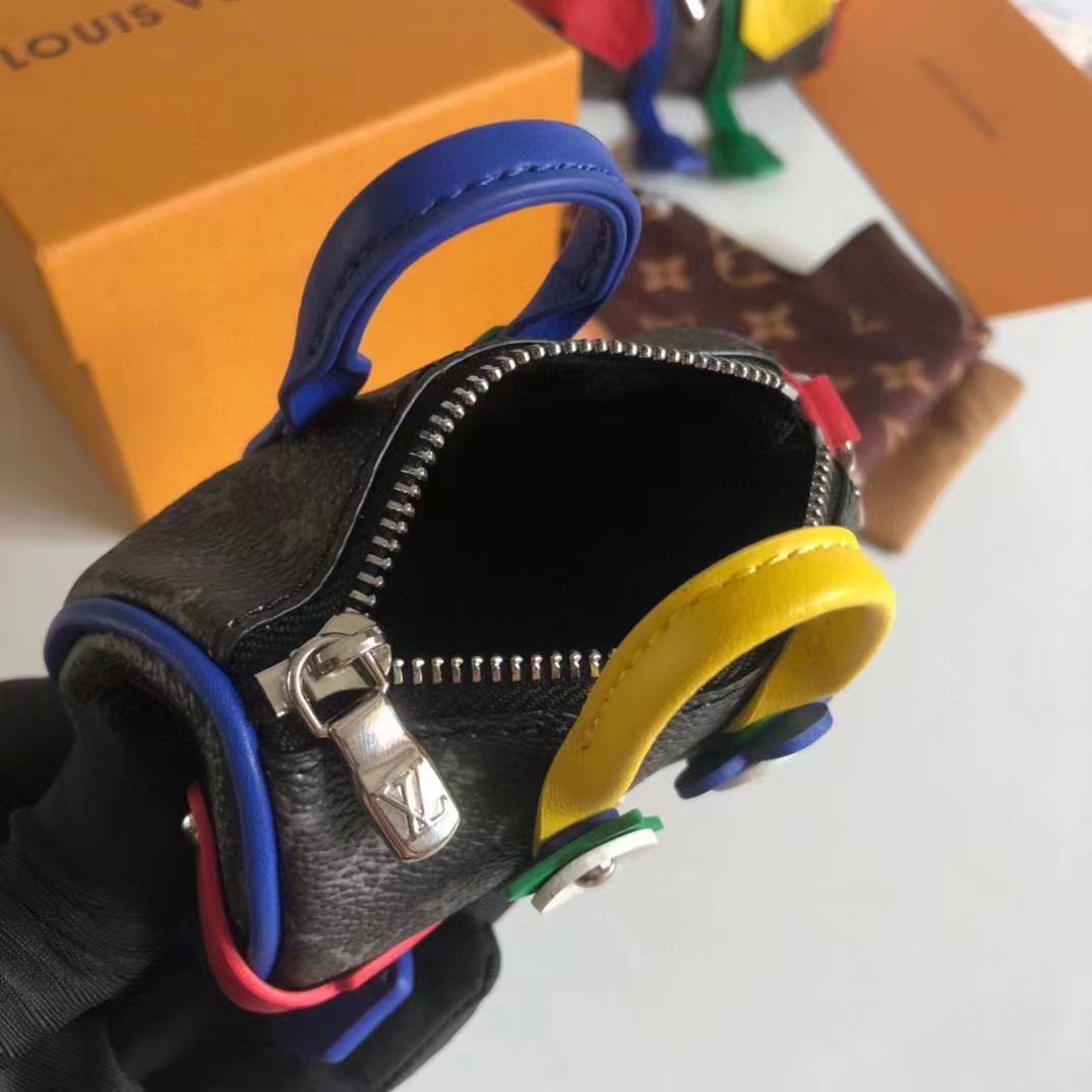 Louis Vuitton Unisex LV Mister Keepall Key Holder Bag Charm Monogram Eclipse Coated Canvas Leather (8)