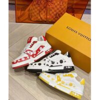 Louis Vuitton Unisex LV Trainer Sneaker Yellow Calf Leather Rubber Outsole Monogram Flowers (11)