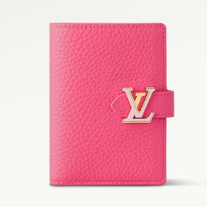 Louis Vuitton Unisex LV Vertical Compact Wallet Dragon Fruit Pink Taurillon Leather