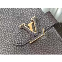 Louis Vuitton Unisex LV Vertical Wallet Black Arizona Taurillon Calf-Leather Sliding Capucines Closure (8)